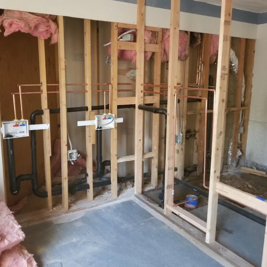 Copper pipe rough-in and plumbing installation in Chesterfield